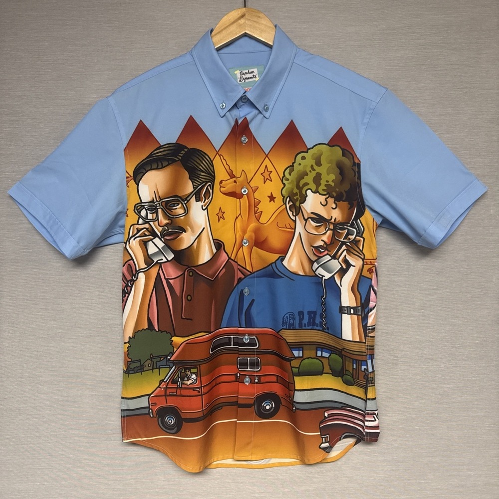 RSVLTS Napoleon Dynamite Shirt Mens S Blue Button Up KUNUFLEX Movie Graphic